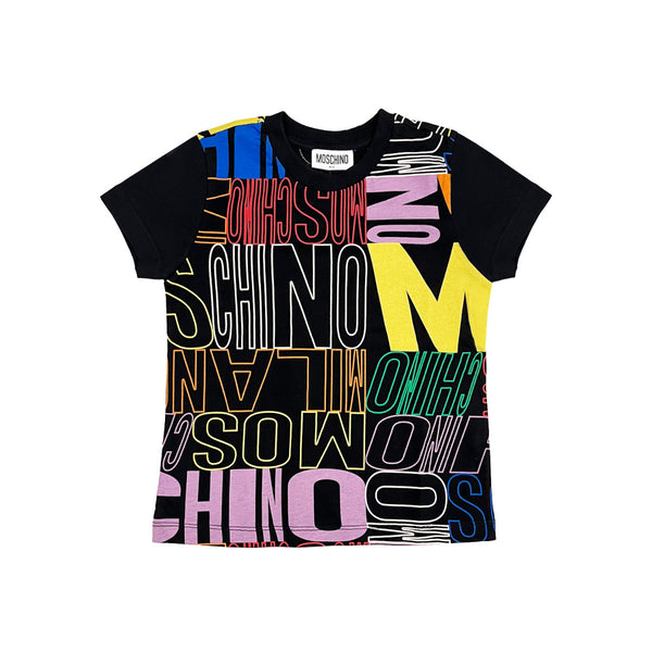 Unisex Black All-Over Logo-Print T-Shirt