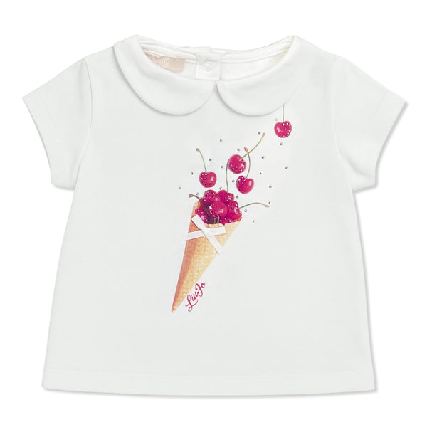 Baby Girl White Rhinestones-Graphic T-Shirt