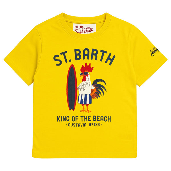 Boys Yellow Hen Logo Print T-Shirt
