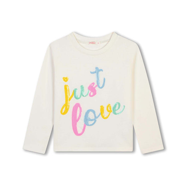 Girls Ivory Cotton Sequin T-shirts