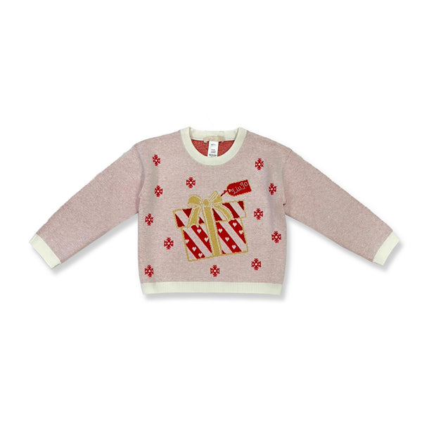 Girls Pink Gift Box Print Sweatshirt