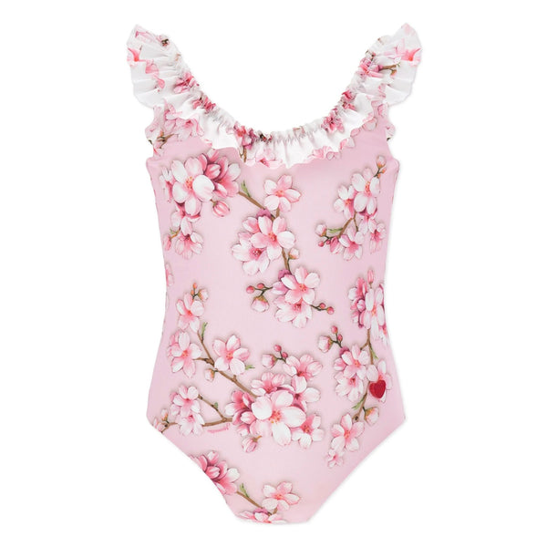 Girls Pink Floral Swimsuit
