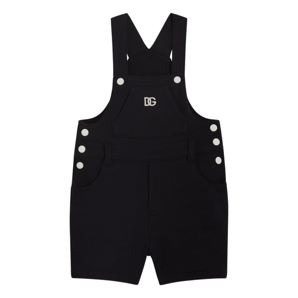Baby Boys Black Fleece Dungarees With DG Logo