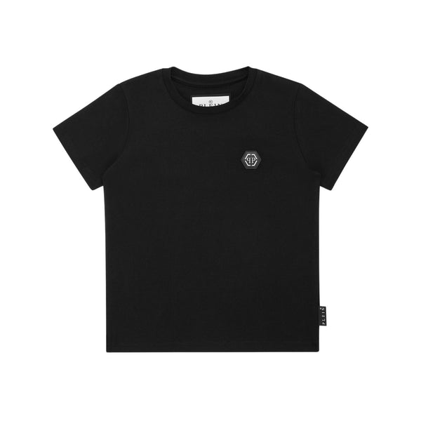 Unisex Black Logo-Patch Cotton T-Shirt