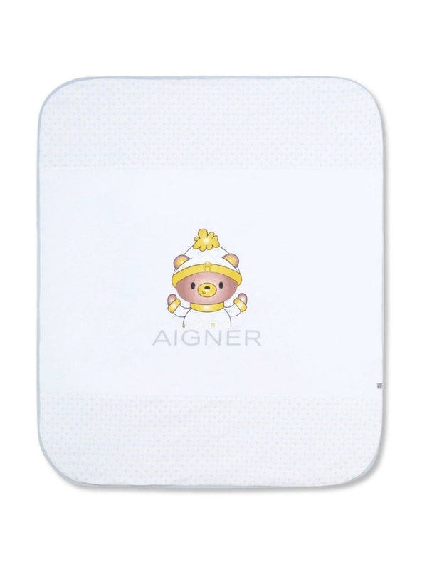 Baby Boys Blue Teddy-Print Blanket (85cm)