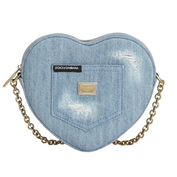 Girls Denim Blue Heart Shoulder Bag