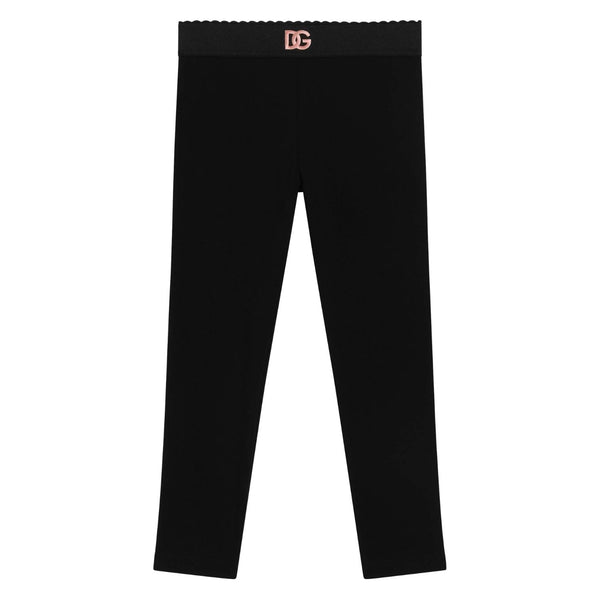 Girls Black Logo-Waistband Leggings