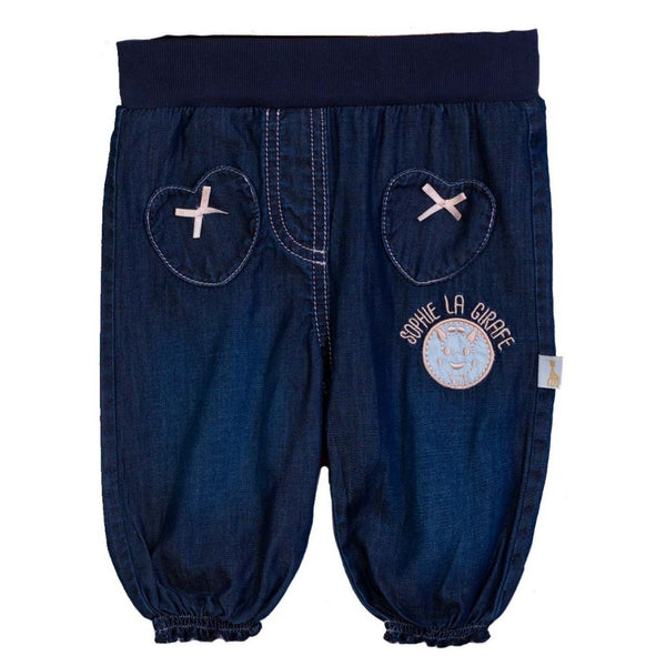 Baby Girl Blue Trouser With Logo Embroidered