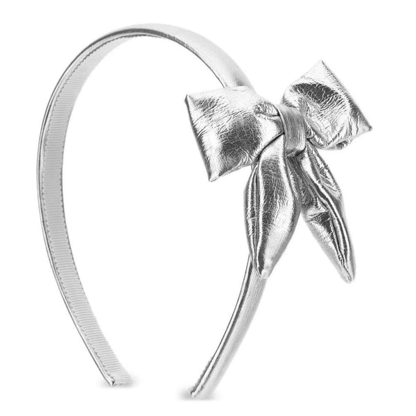 Girls Silver Bow-Patch Hairband