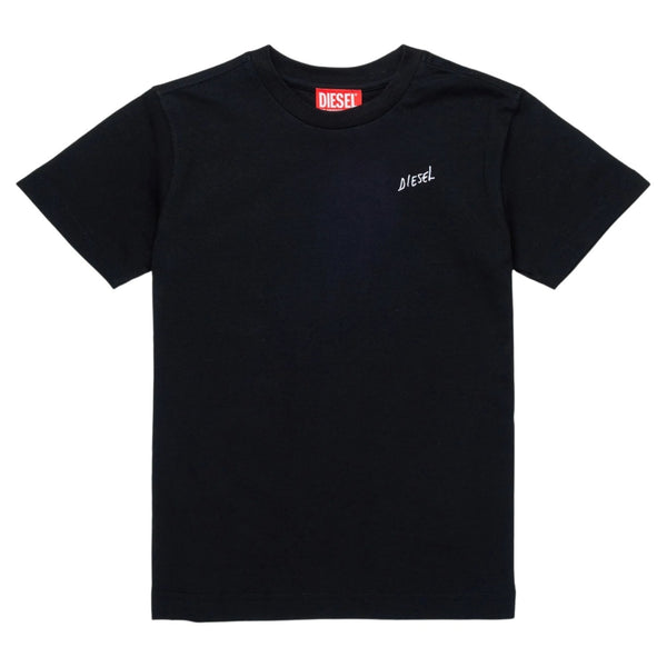 Boys Black Logo-Print Cotton T-Shirt