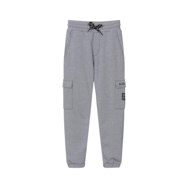 Boys Grey Cotton Cargo Joggers