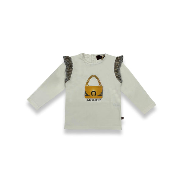 Baby Girls Ivory Bag Logo T-Shirt