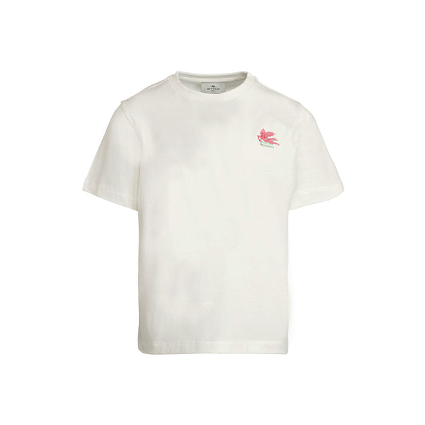 Girls White Cotton Half Sleeves T-Shirt