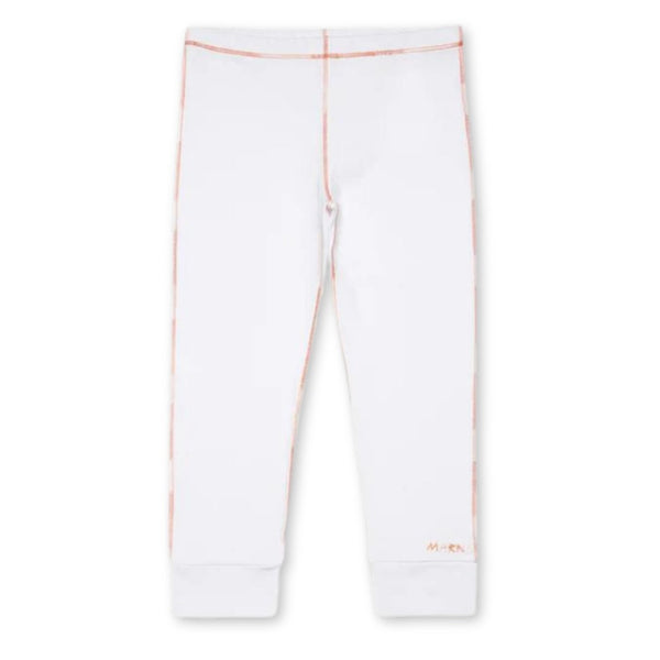 Girls White Cotton-Blend Leggings
