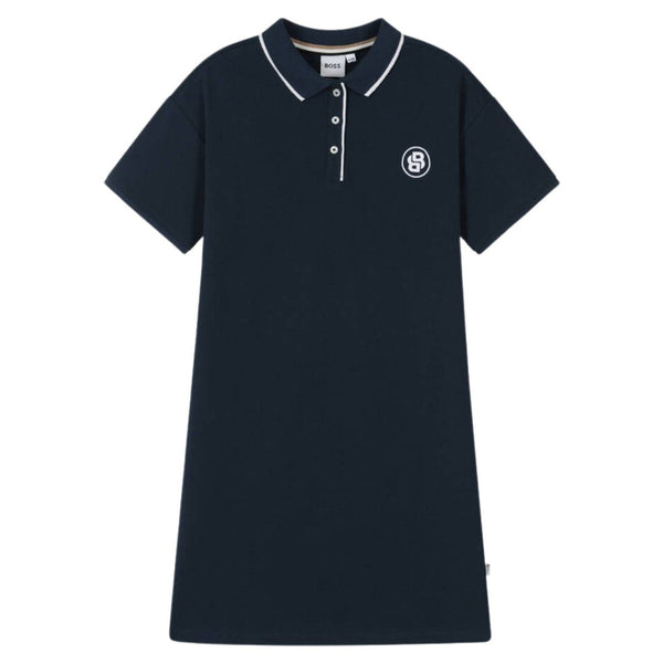 Girls Navy Blue Cotton Pique Polo Dress