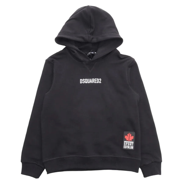 Kids Black Logo Print Hoodie