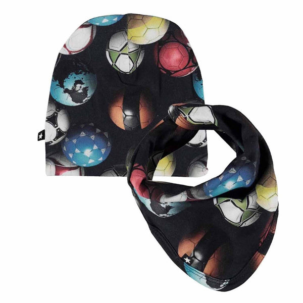 Blue Cotton Caps And Bib Set