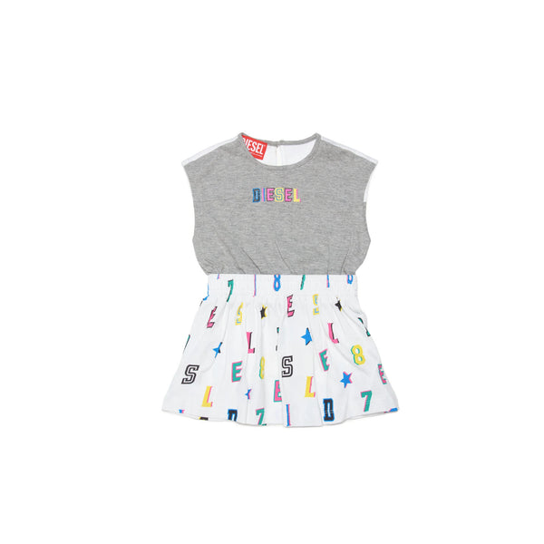 White Jersey Dress With Diesel Print