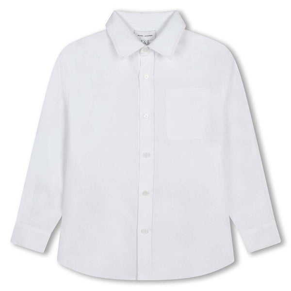 Boys White Long-Sleeves Cotton Shirt