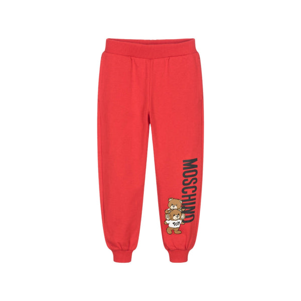 Unisex Red Cotton Teddy Bear Joggers