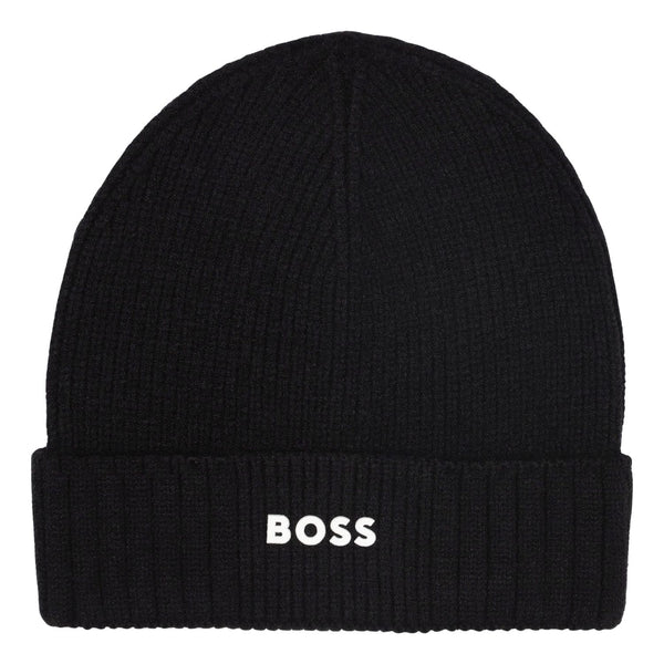 Unisex Black Knit Logo Beanie