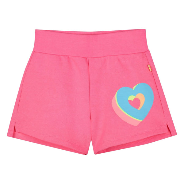 Girls Pink Heart-Print Cotton Shorts