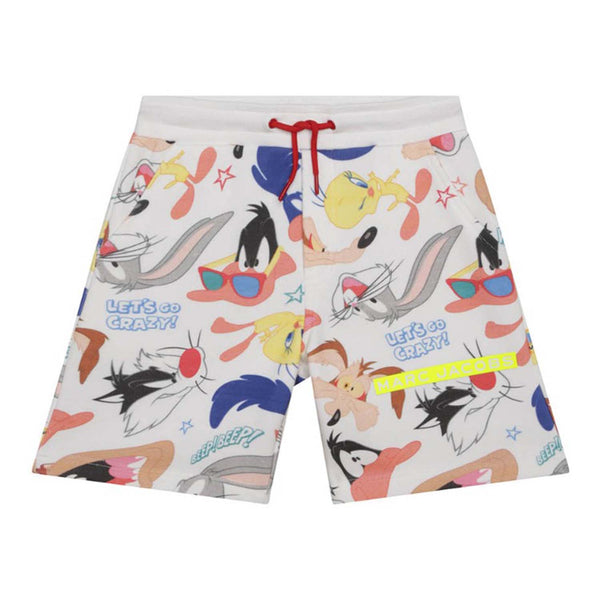 Boys White Cartoons Print Shorts