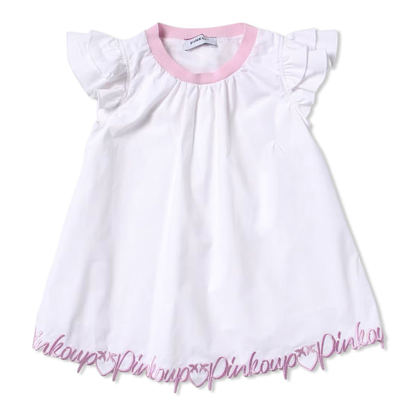 Girl White Cotton Half Sleeve Dress