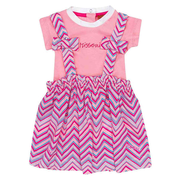Girls Pink Zigzag-Print Skirt Set