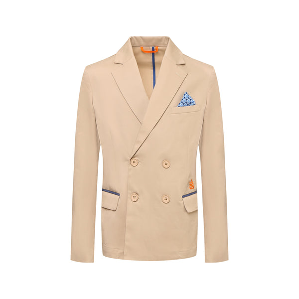 Boys Beige Logo-Patch Blazer