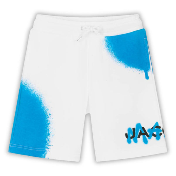 Boys White Cotton Spray Paint Shorts
