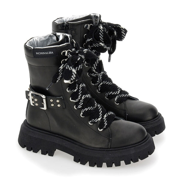 Girls Black Nubuck Leather Boots