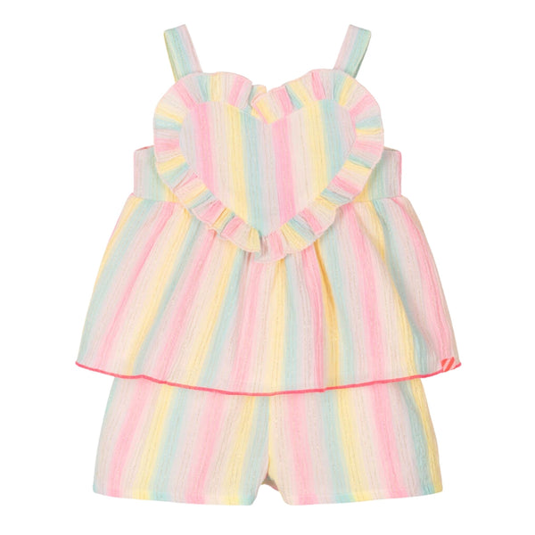Baby Girls Pink Stripe Heart Shorts Set