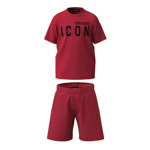 Boys Red Logo Print Short Set