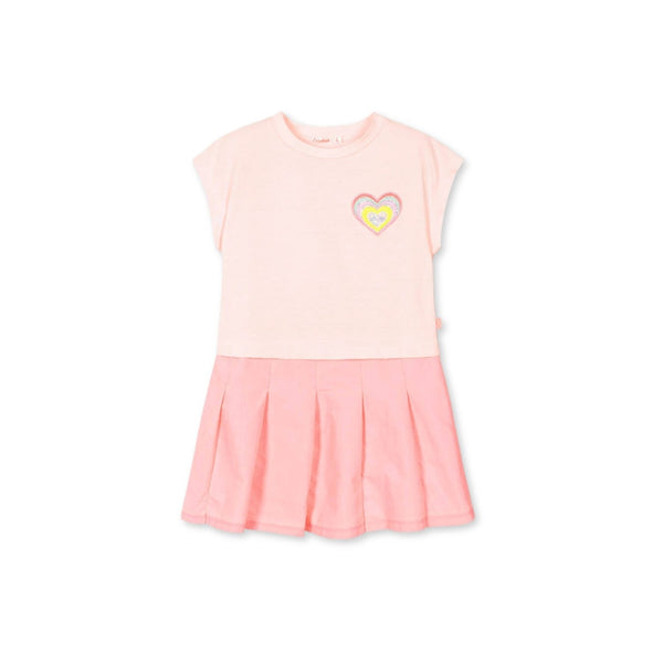 Girls Pink Cotton Pleated Dress