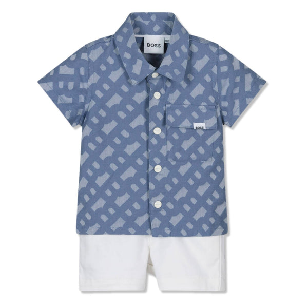 Baby Boys Blue & White Shorts Set
