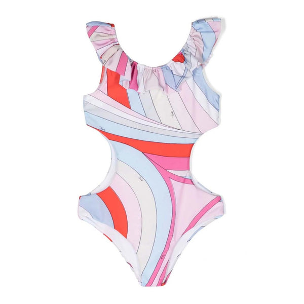 Girls Light Pink Iride Cut-Out Swimsuit