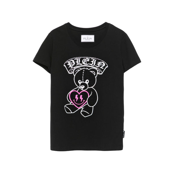 Girls Black Rhinestoned-Teddy T-shirt
