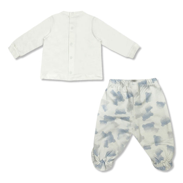 Baby Unisex White Teddy-Print Co-ord Sets
