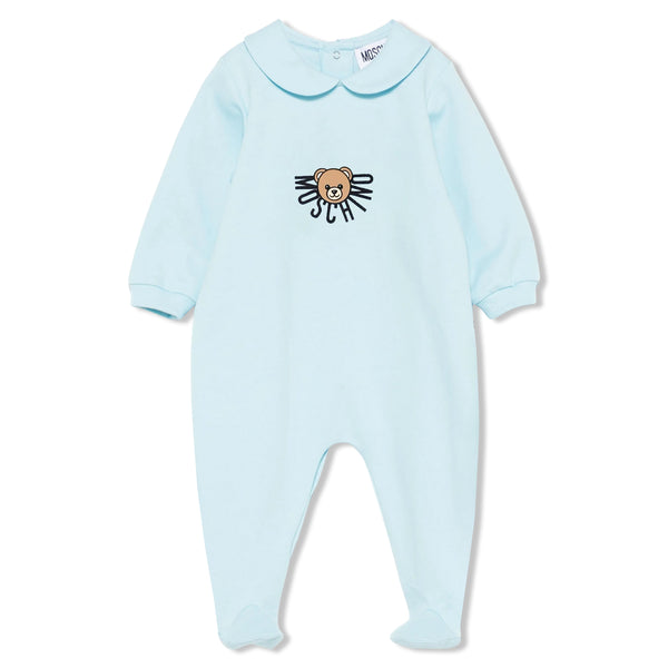 Baby Boys Blue Teddy-Print Romper