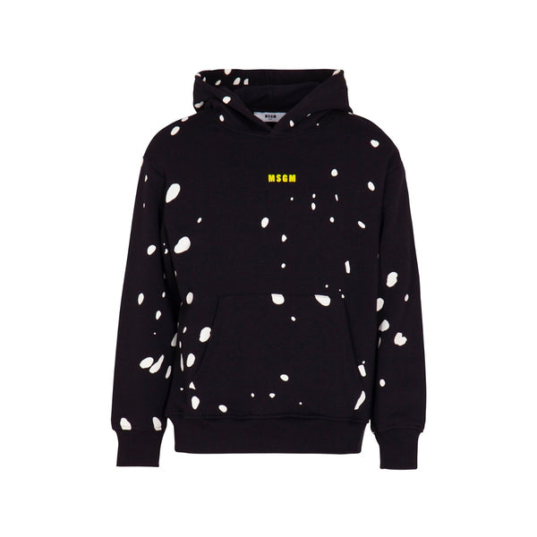 Boys Black Cotton Spotted Hoodie