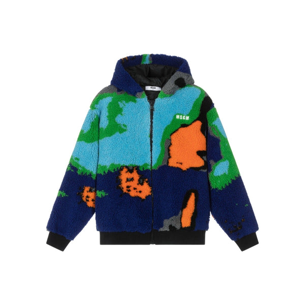 Boys Blue & Green Fleece Zip-Up Jacket
