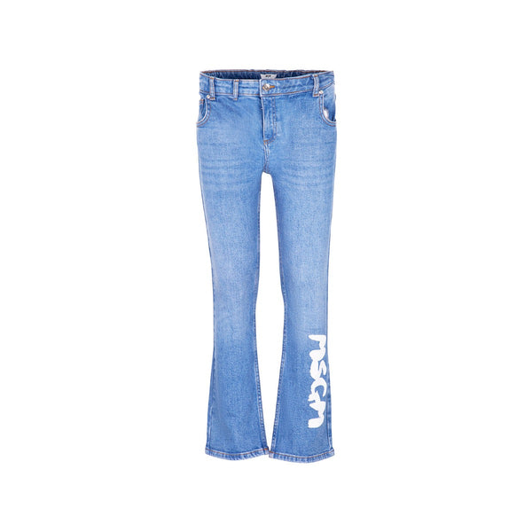 Girls Blue Cotton Flared Denim Jeans