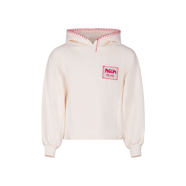 Girls Cream Logo Print Hoodie