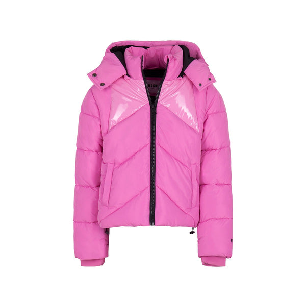 Girls Pink High-Shine Detail Padded Jacket