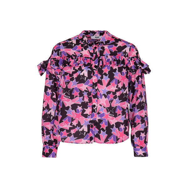Girls Star-Print Ruffled Long-Sleeve Shirt