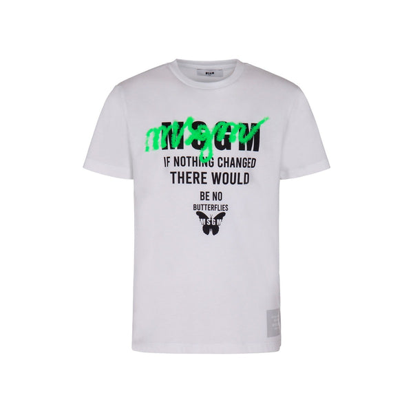 Girls White Logo Print Cotton T-Shirt