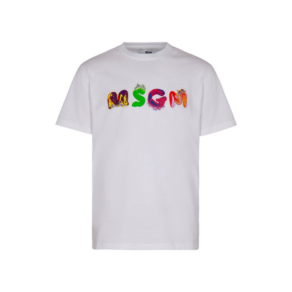 Girls White Cotton Jewel T-Shirt
