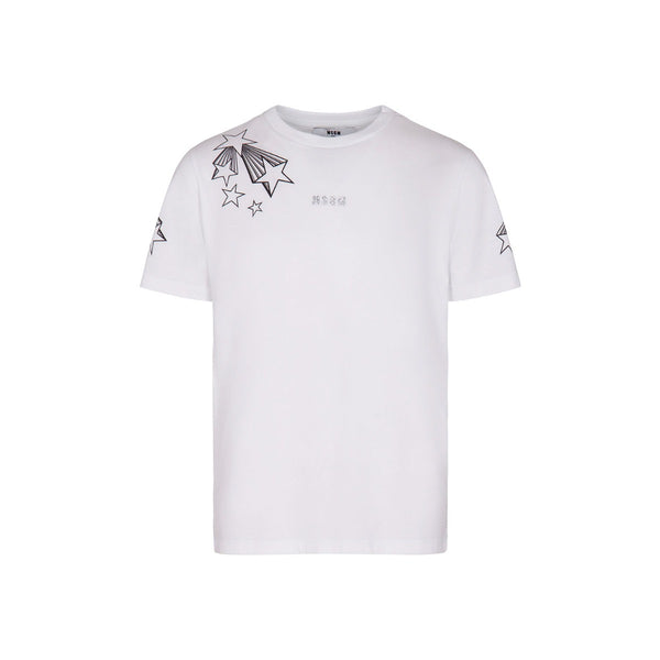 Girls White Logo and Star T-Shirt