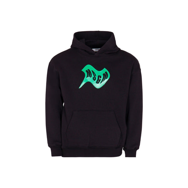 Kids Black Cotton Jersey Hoodie